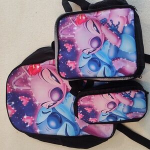 Stitch And Angel Backpack and Lunch Bag Set